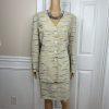 Le Suit Women Polyester Skirt Suit Size 16P Beige Multi 2 Piece Collarless