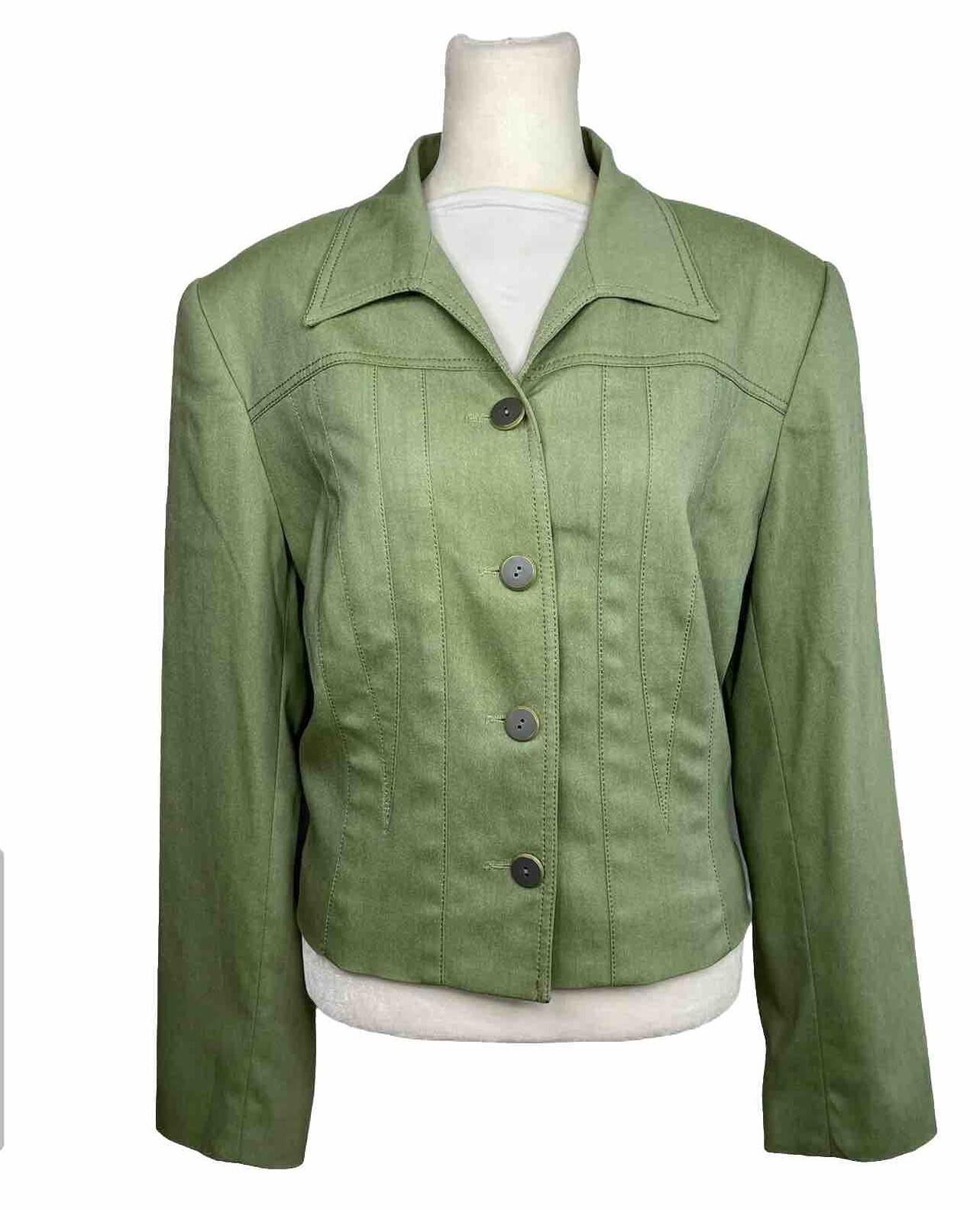 Alberto Makali Polyester Rayon Vintage Blazer Size 12 Green Tailored Collar 1PC