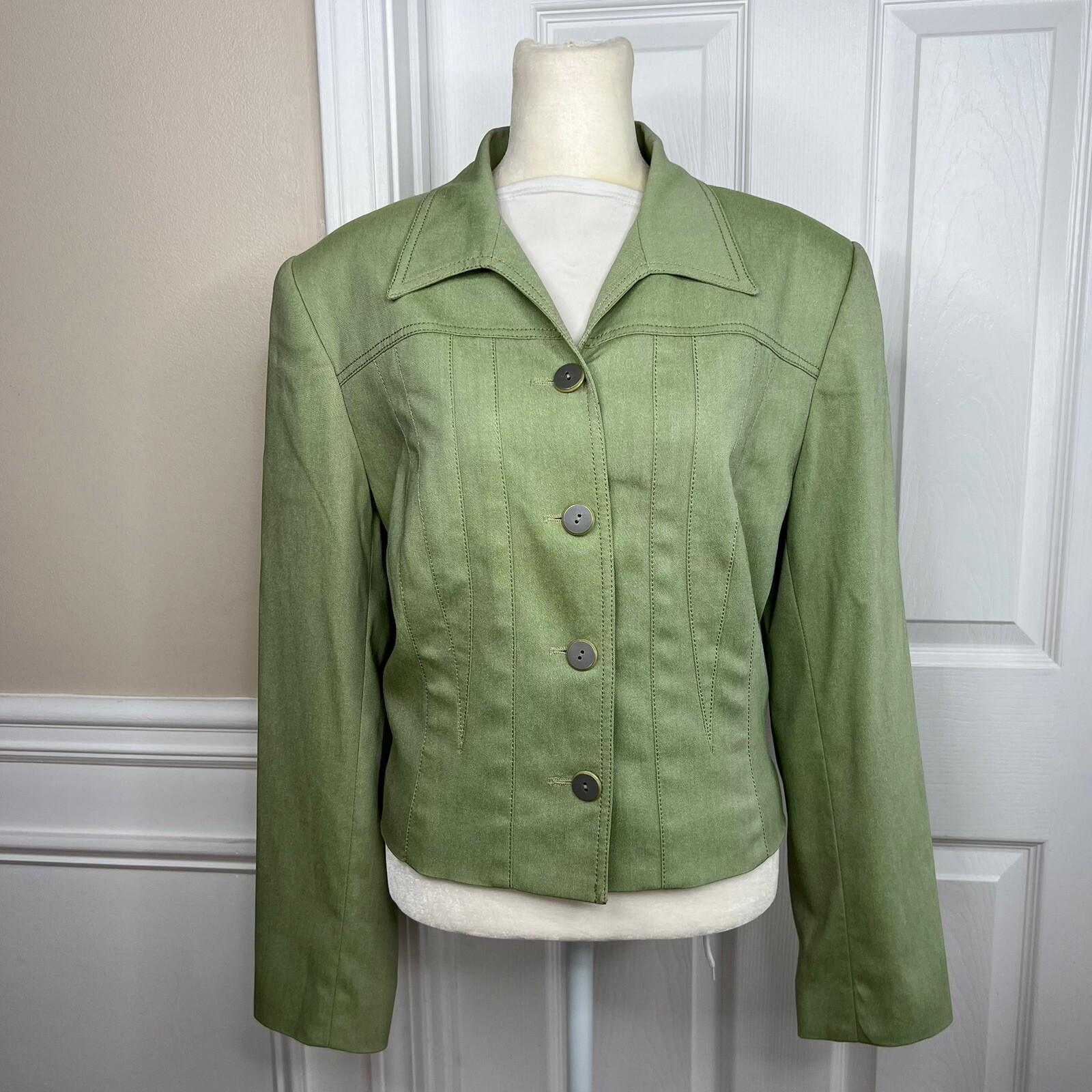 Alberto Makali Polyester Rayon Vintage Blazer Size 12 Green Tailored Collar 1PC