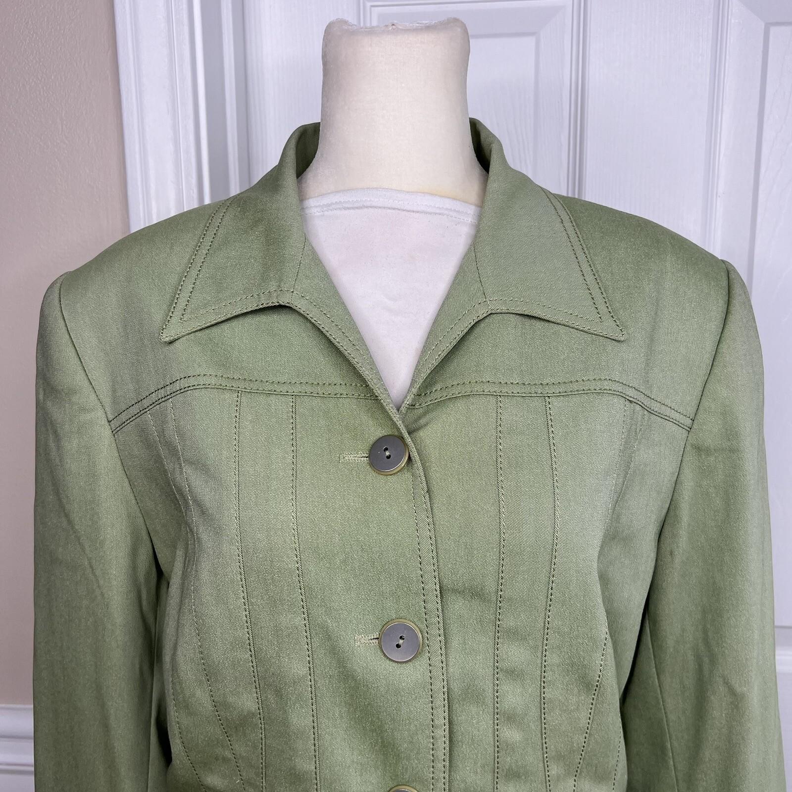 Alberto Makali Polyester Rayon Vintage Blazer Size 12 Green Tailored Collar 1PC