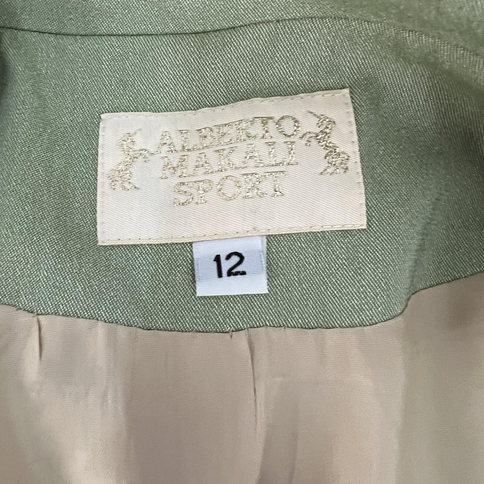 Alberto Makali Polyester Rayon Vintage Blazer Size 12 Green Tailored Collar 1PC