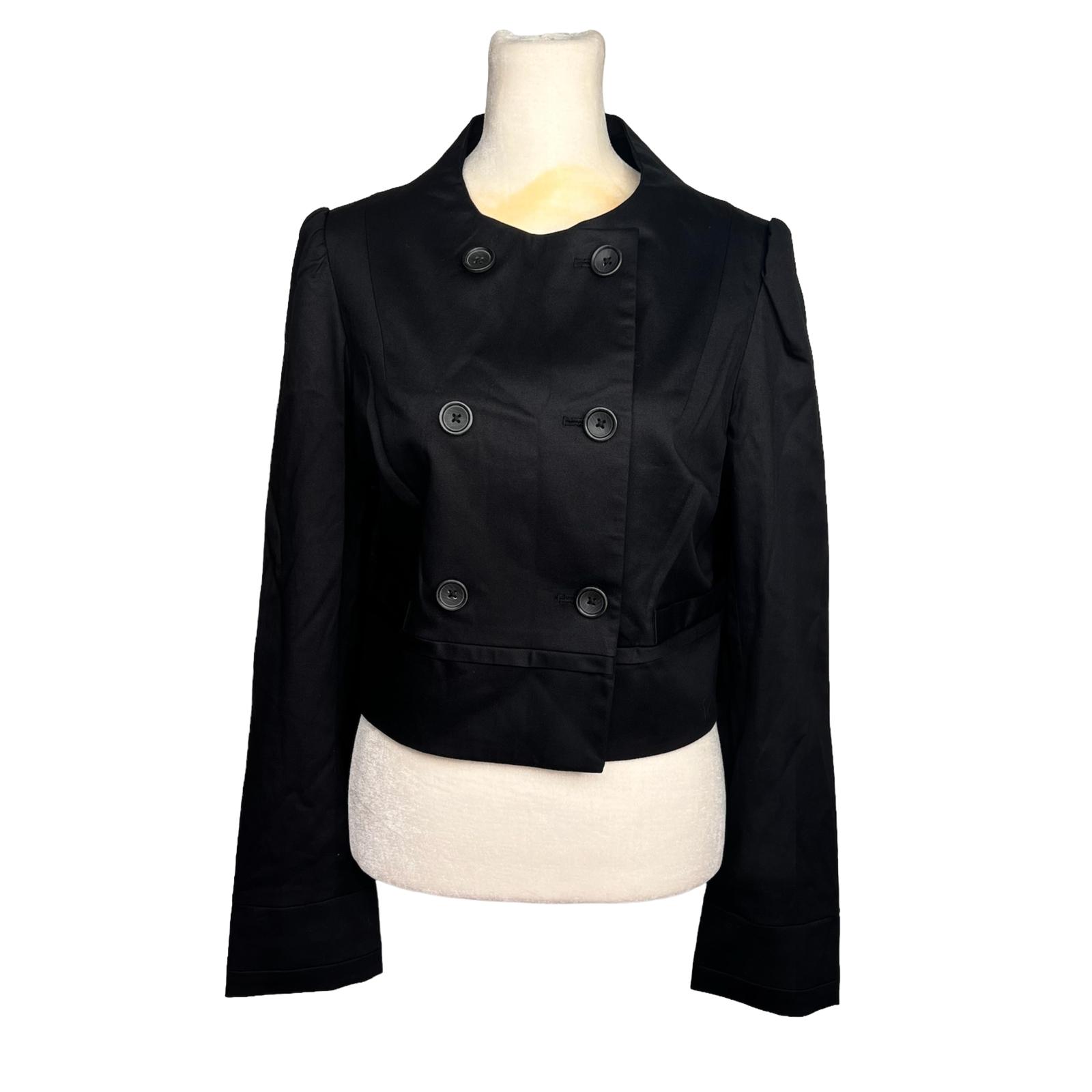 Banana Republic Blazer Size M Black Cotton Spandex Double Breasted Cropped