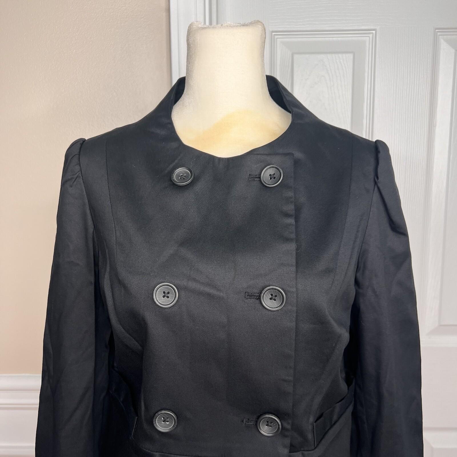 Banana Republic Blazer Size M Black Cotton Spandex Double Breasted Cropped
