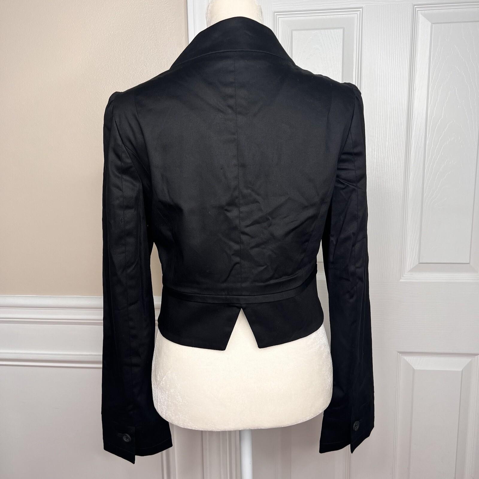 Banana Republic Blazer Size M Black Cotton Spandex Double Breasted Cropped