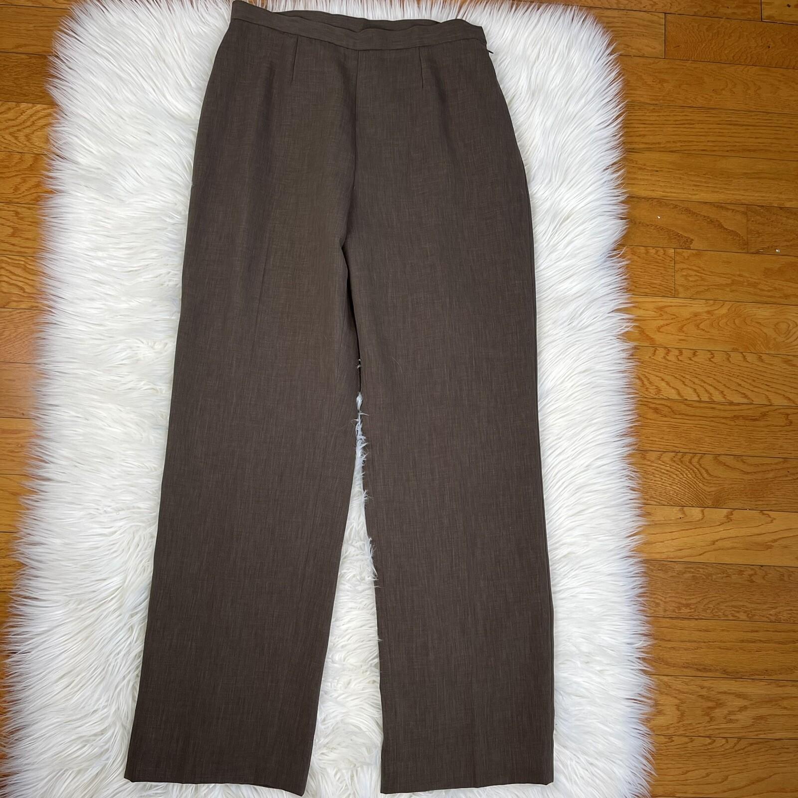 KASPER 2PC Open Front Darkwood Aurora Polyester Open Front Pant Suit Size 10
