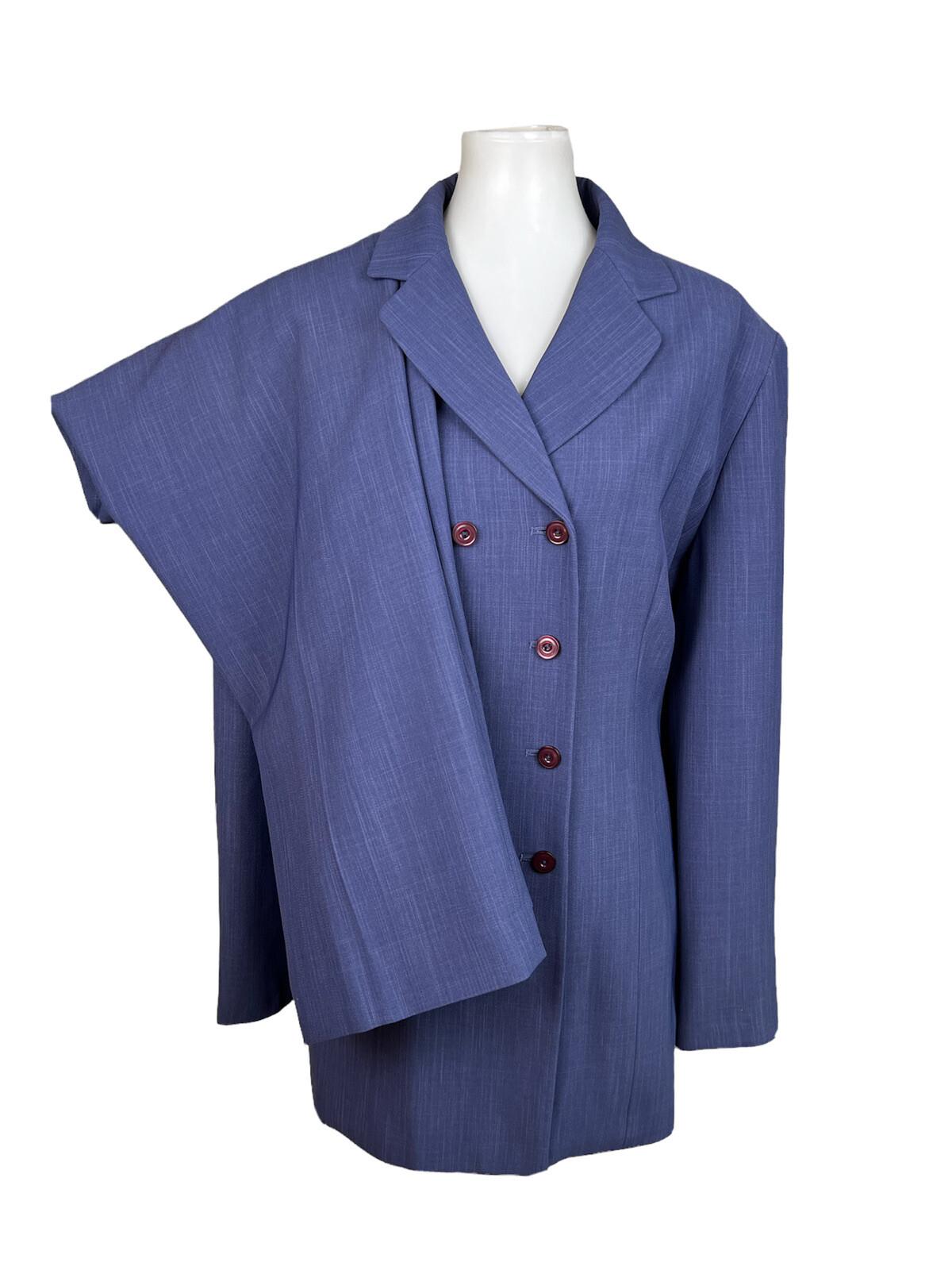 New LARRY LEVINE 2PC Purple Polyester Double Breasted Pant Suit SZ 18 MSRP 0