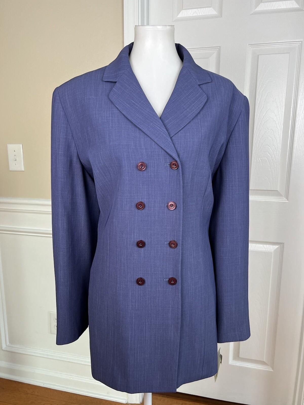 New LARRY LEVINE 2PC Purple Polyester Double Breasted Pant Suit SZ 18 MSRP 0