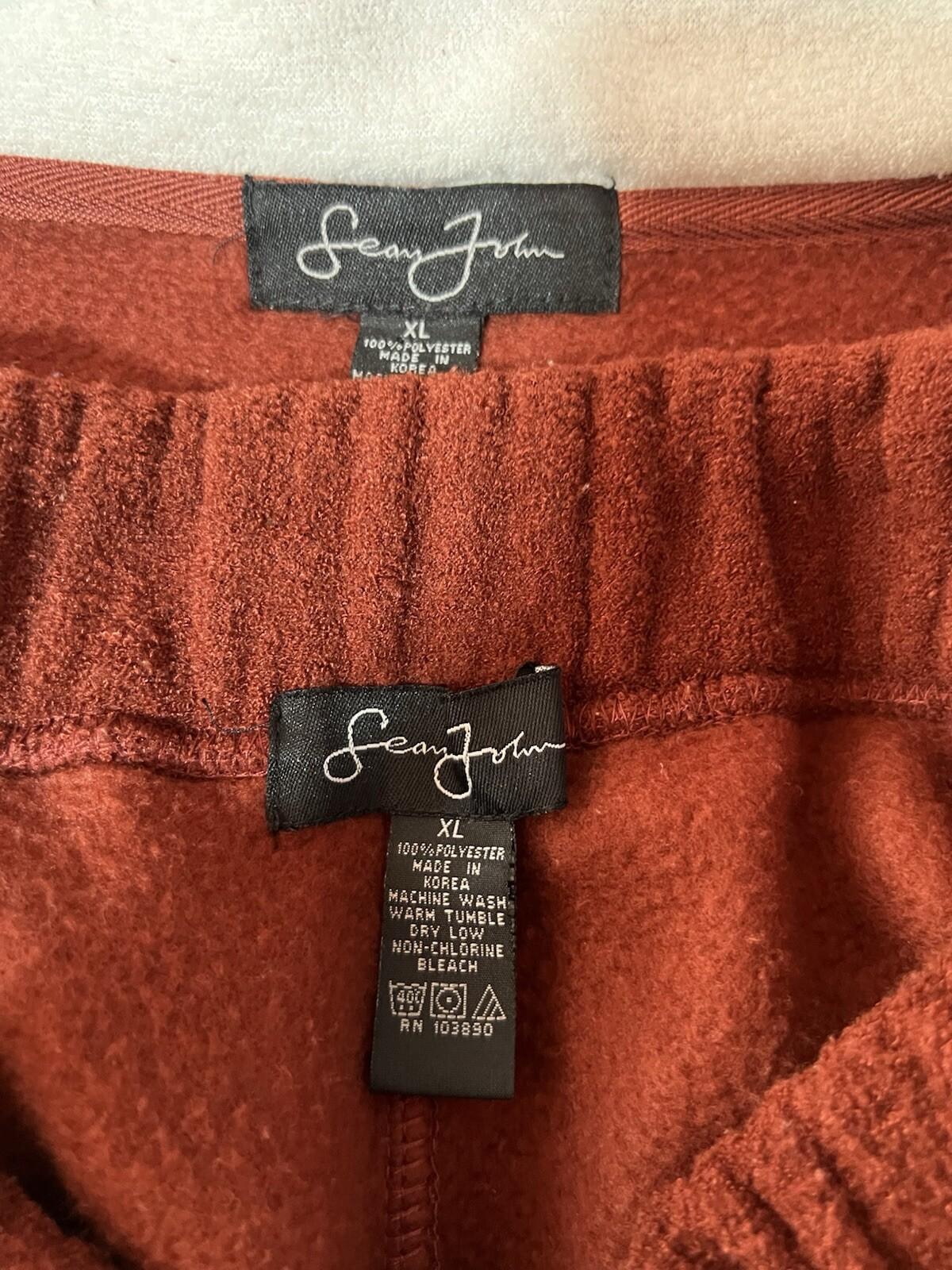 Sean John Vtg Track Pant Suit Set XL Maroon Fleece Half Zip Athleisure Y2K 2PC