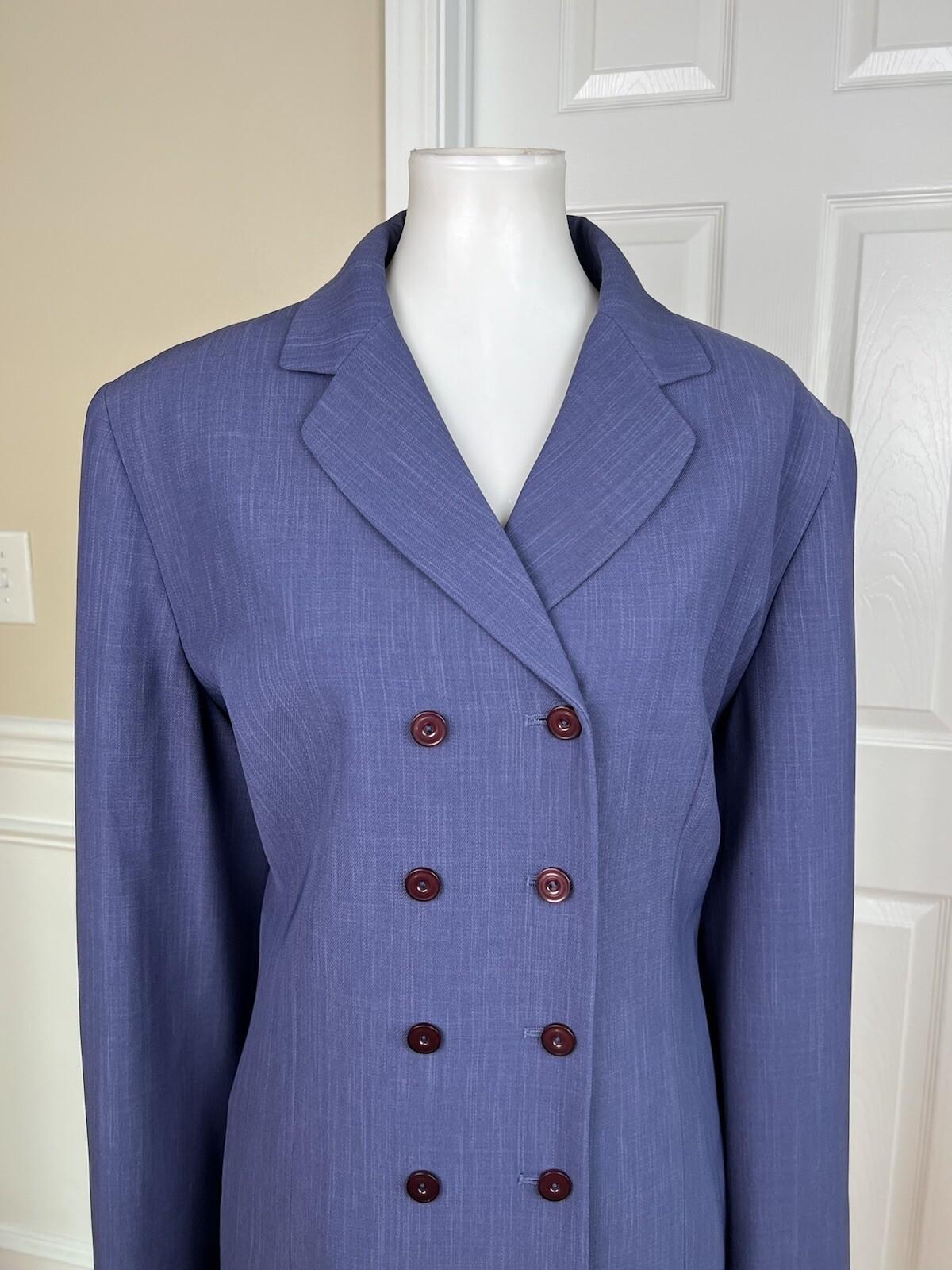 New LARRY LEVINE 2PC Purple Polyester Double Breasted Pant Suit SZ 18 MSRP 0