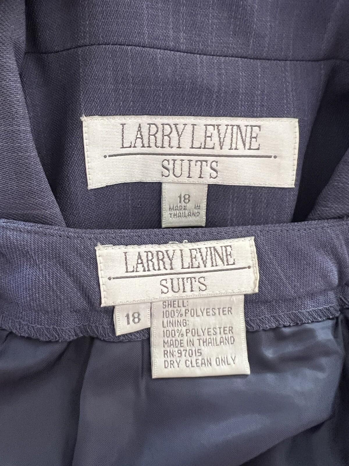 New LARRY LEVINE 2PC Purple Polyester Double Breasted Pant Suit SZ 18 MSRP 0