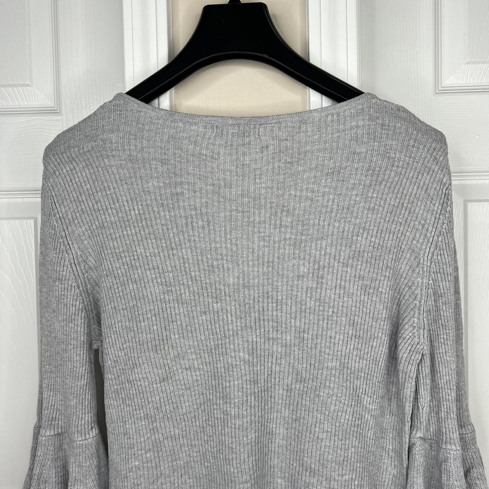 NEIMAN MARCUS Women Knit Viscose Woven Pull on Bell Sleeve Sweater Size L