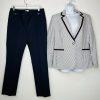 Tahari ASL Cotton Polyester Stretch Pant Suit 10 Navy Blue White Striped 2PC