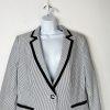 Tahari ASL Cotton Polyester Stretch Pant Suit 10 Navy Blue White Striped 2PC