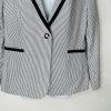 Tahari ASL Cotton Polyester Stretch Pant Suit 10 Navy Blue White Striped 2PC