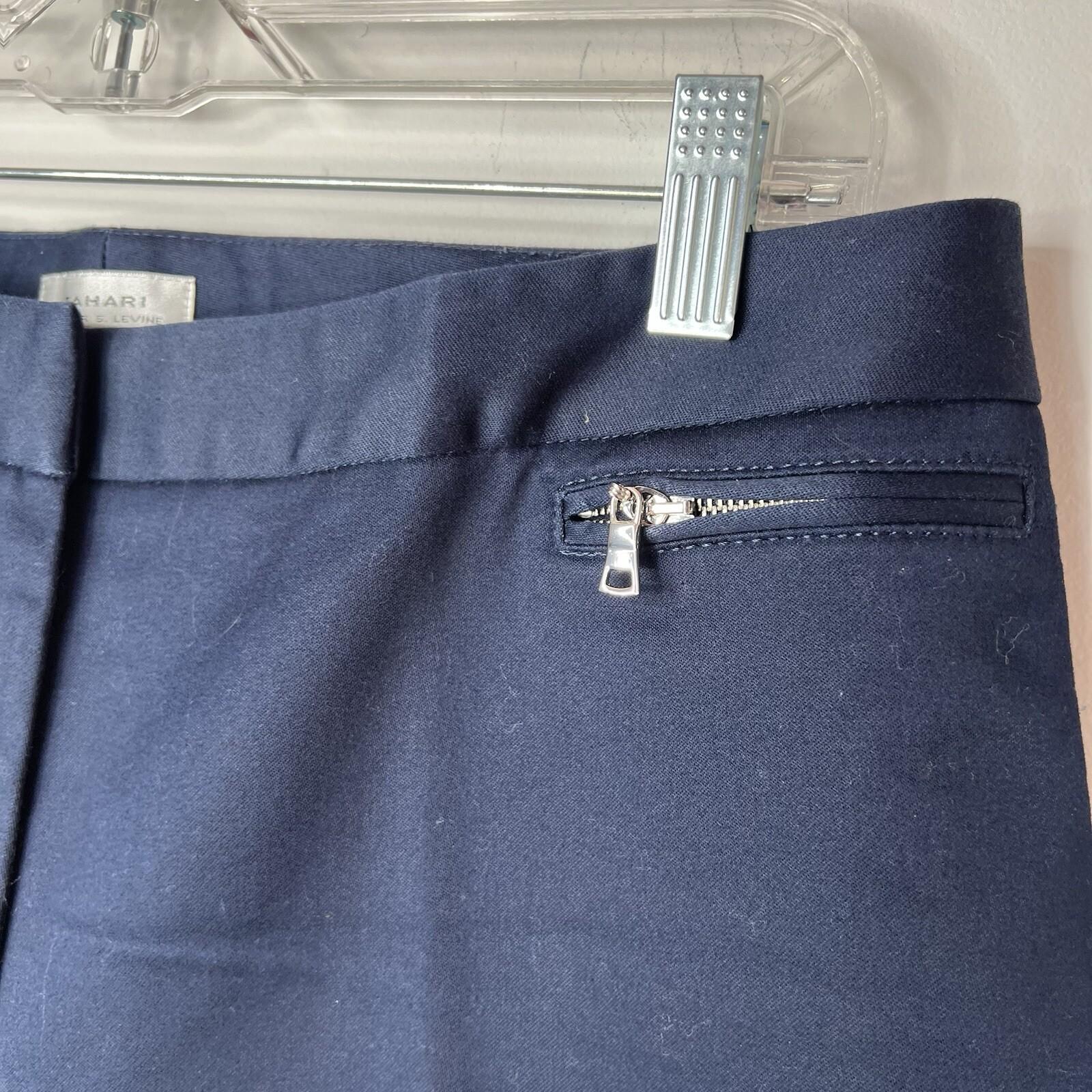 Tahari ASL Cotton Polyester Stretch Pant Suit 10 Navy Blue White Striped 2PC