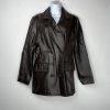 Newport News Leather Jacket Size M Brown Double Breasted Y2K Minimalist Preppy