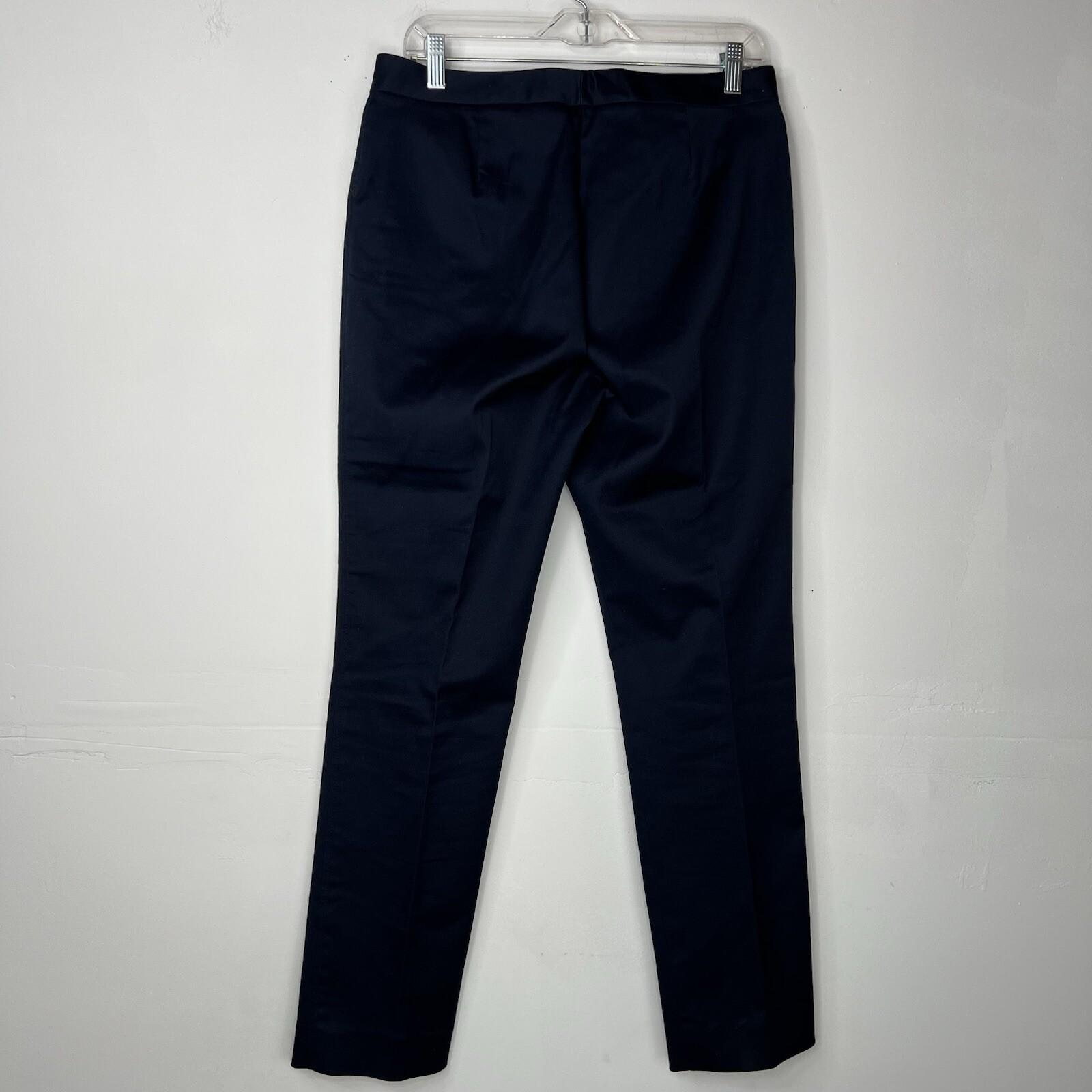 Tahari ASL Cotton Polyester Stretch Pant Suit 10 Navy Blue White Striped 2PC
