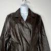 Newport News Leather Jacket Size M Brown Double Breasted Y2K Minimalist Preppy
