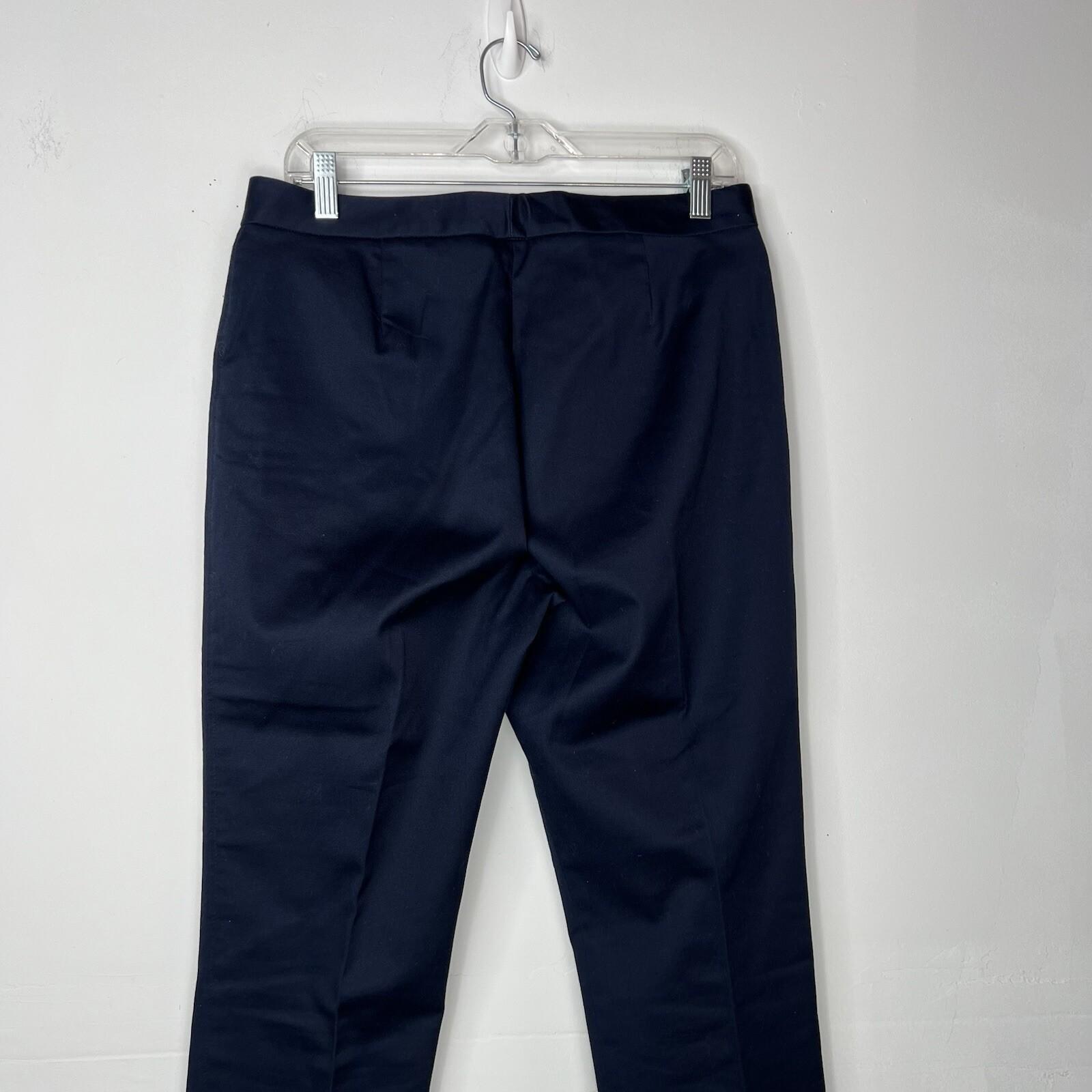 Tahari ASL Cotton Polyester Stretch Pant Suit 10 Navy Blue White Striped 2PC