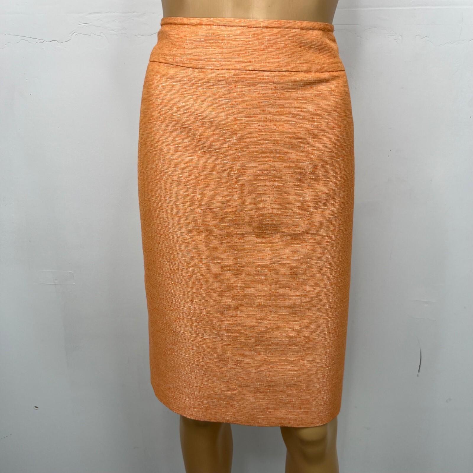 Suit Studio Polyester Rayon Skirt Suit 6P Orange Collarless Classic Lined 2PC