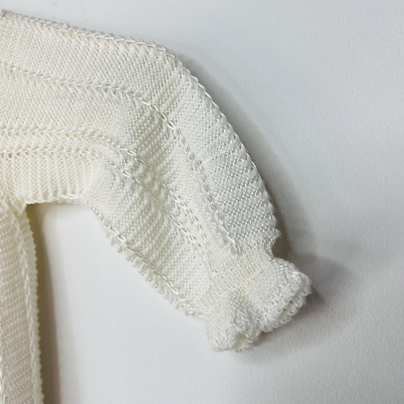 10-1619.jpg Renzo Vtg Christening Baby Gown 4T White Handknitted Ruffle Long Dress Baptism