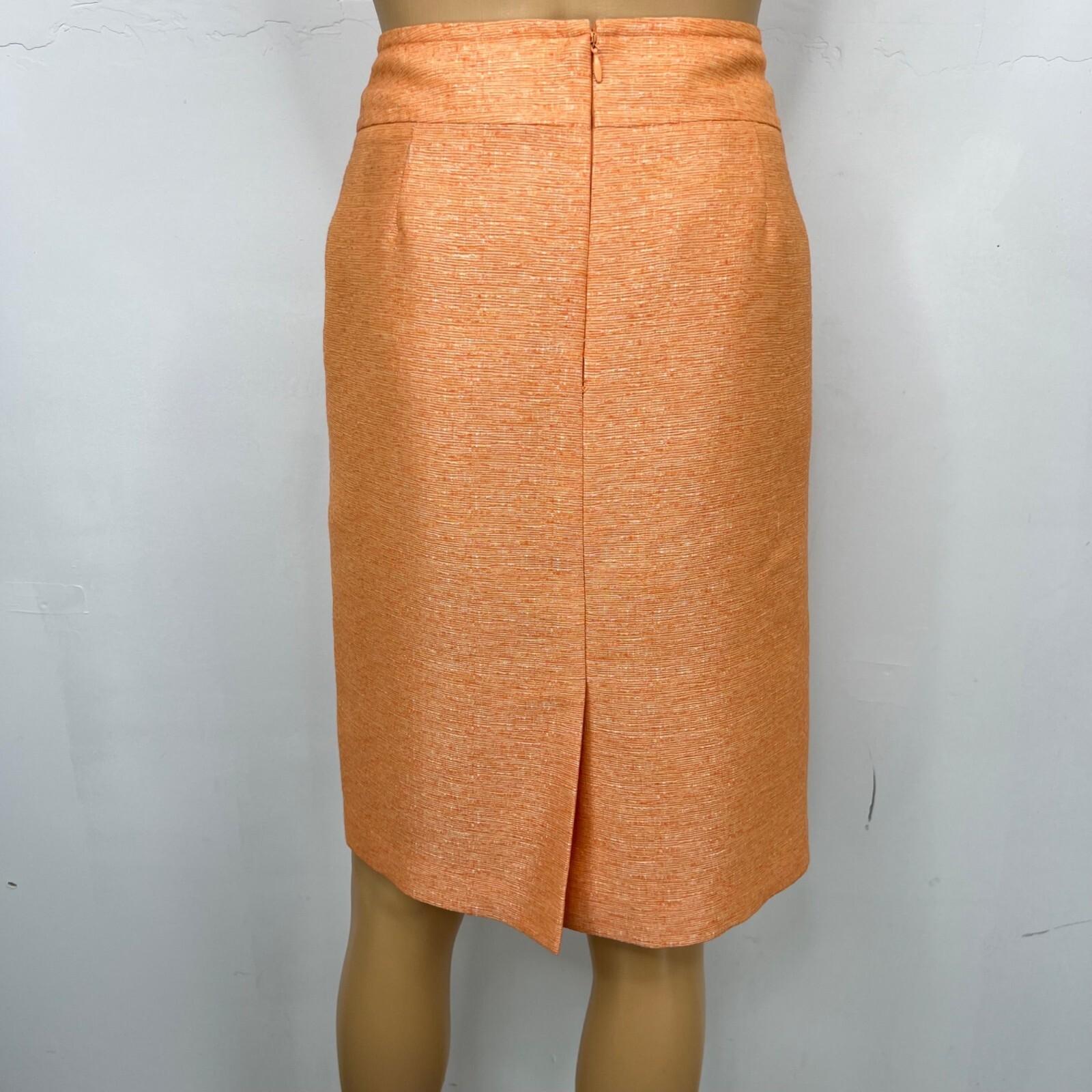 Suit Studio Polyester Rayon Skirt Suit 6P Orange Collarless Classic Lined 2PC