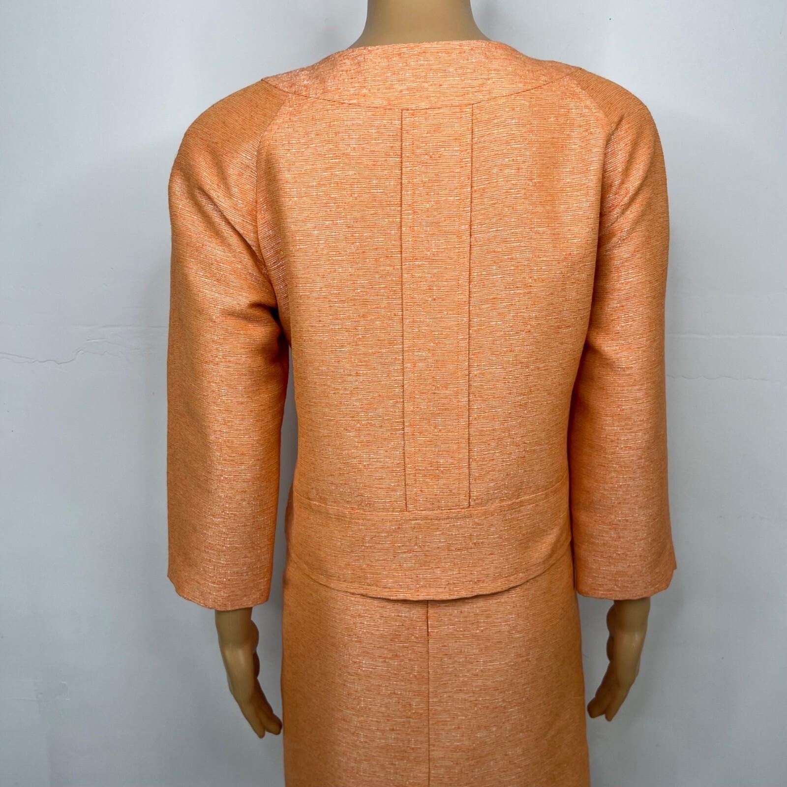 Suit Studio Polyester Rayon Skirt Suit 6P Orange Collarless Classic Lined 2PC