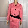 NINE WEST 2PC Coral Polyester Cotton Lined Belted Cocktail Skirt Suit Size 14