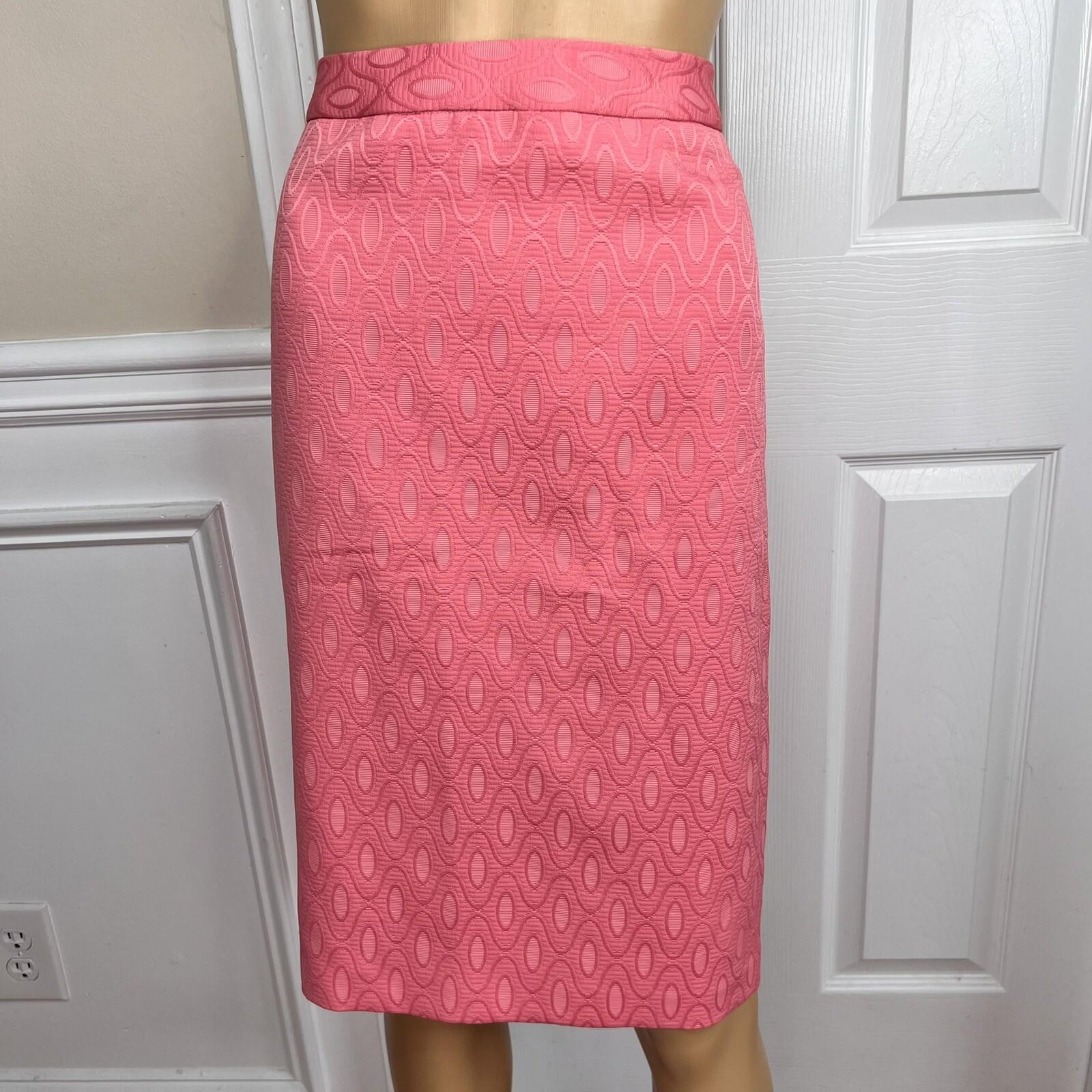 NINE WEST 2PC Coral Polyester Cotton Lined Belted Cocktail Skirt Suit Size 14