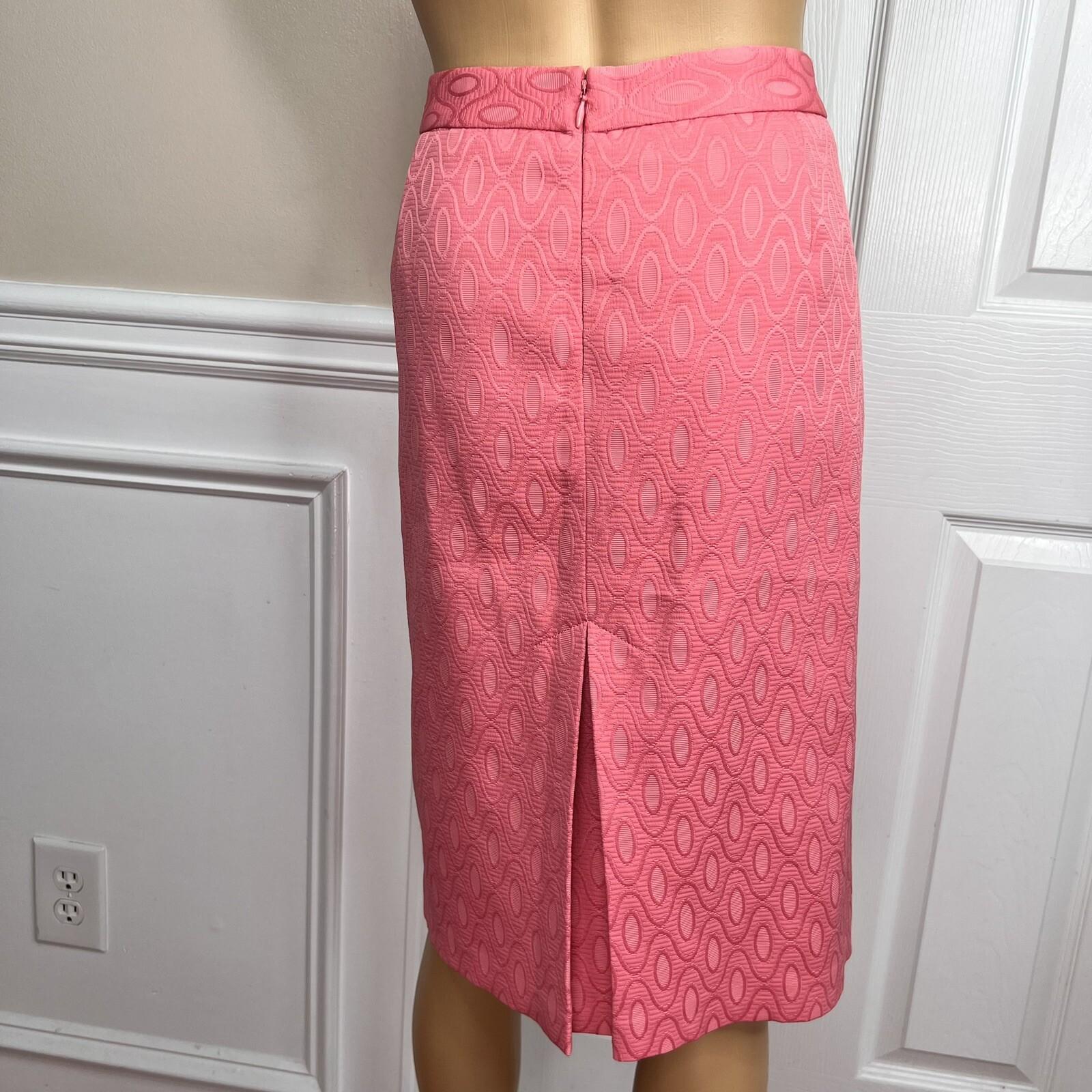 NINE WEST 2PC Coral Polyester Cotton Lined Belted Cocktail Skirt Suit Size 14