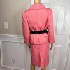 NINE WEST 2PC Coral Polyester Cotton Lined Belted Cocktail Skirt Suit Size 14