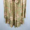 10-1655.jpg Kivari Lani Front Tie Dress S Green Floral Keyhole Midi Ruffle High Low Smocked