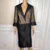 STACY ADAMS Brown Black Metallic Polyester Cocktail Fancy Skirt Suit Size 14