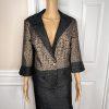STACY ADAMS Brown Black Metallic Polyester Cocktail Fancy Skirt Suit Size 14
