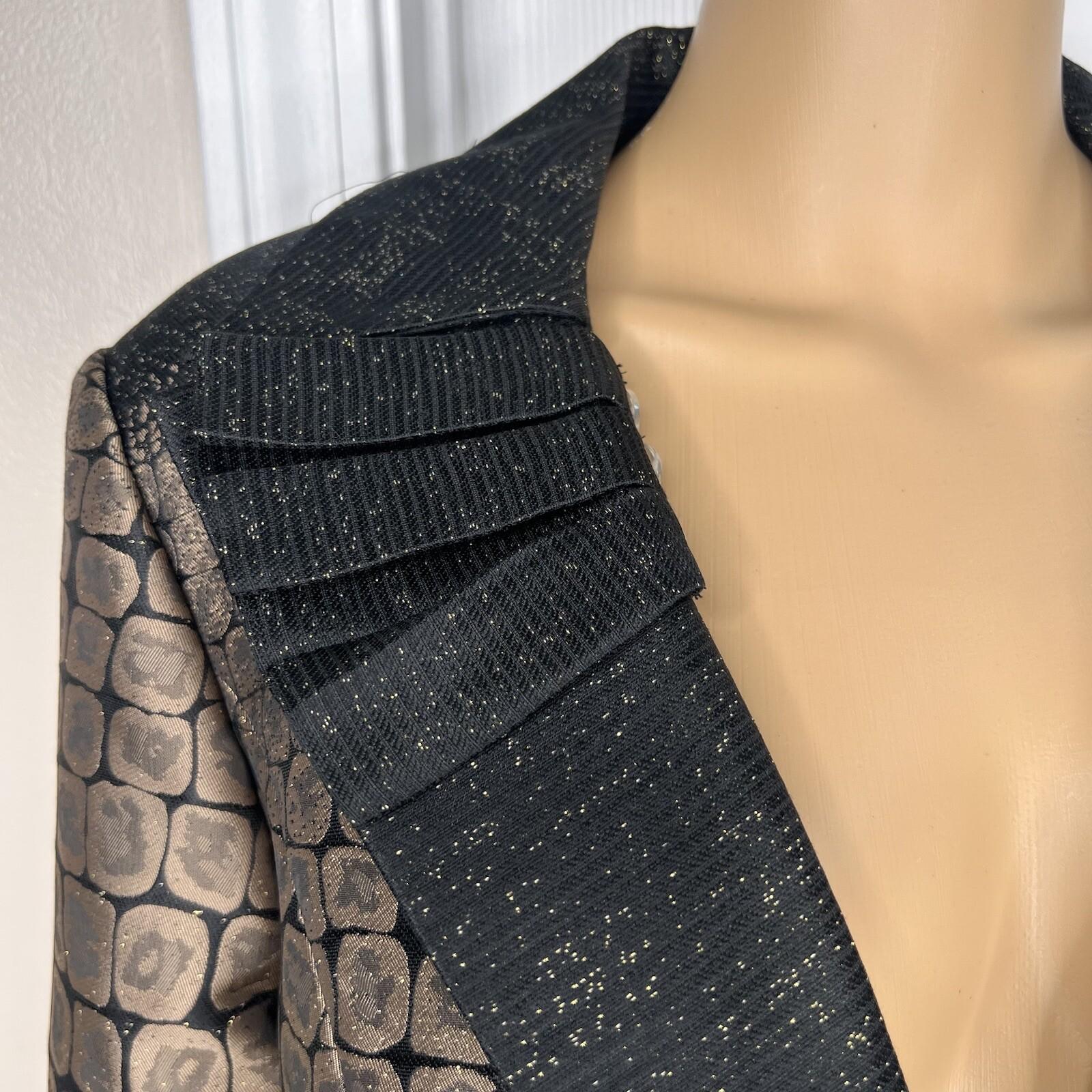 STACY ADAMS Brown Black Metallic Polyester Cocktail Fancy Skirt Suit Size 14
