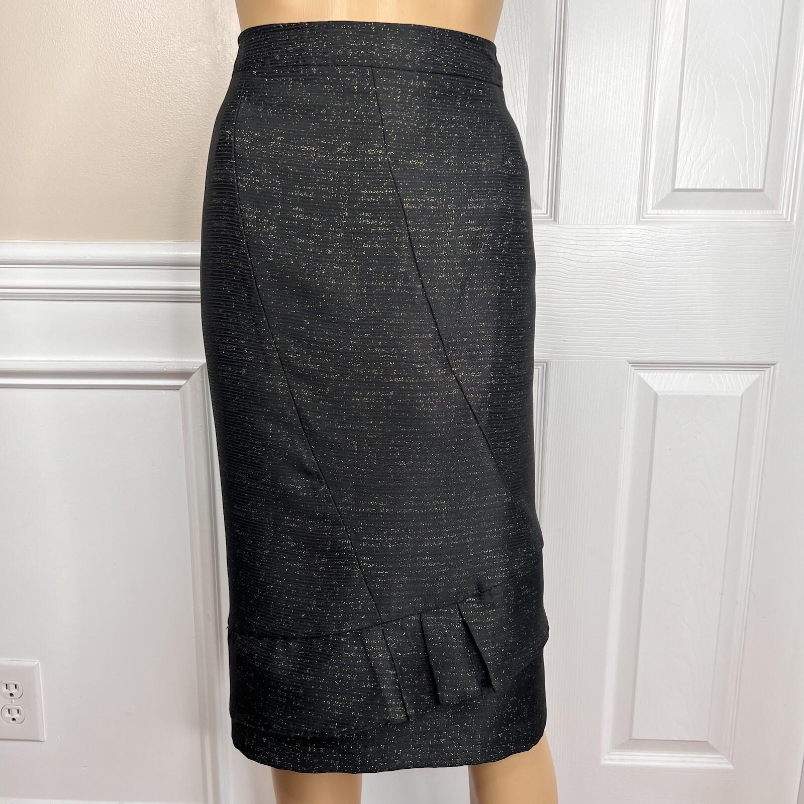 STACY ADAMS Brown Black Metallic Polyester Cocktail Fancy Skirt Suit Size 14