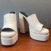Pazzle Stack Beige Platform Chunky High Heel Shoes Open toes Slip on size 8 New