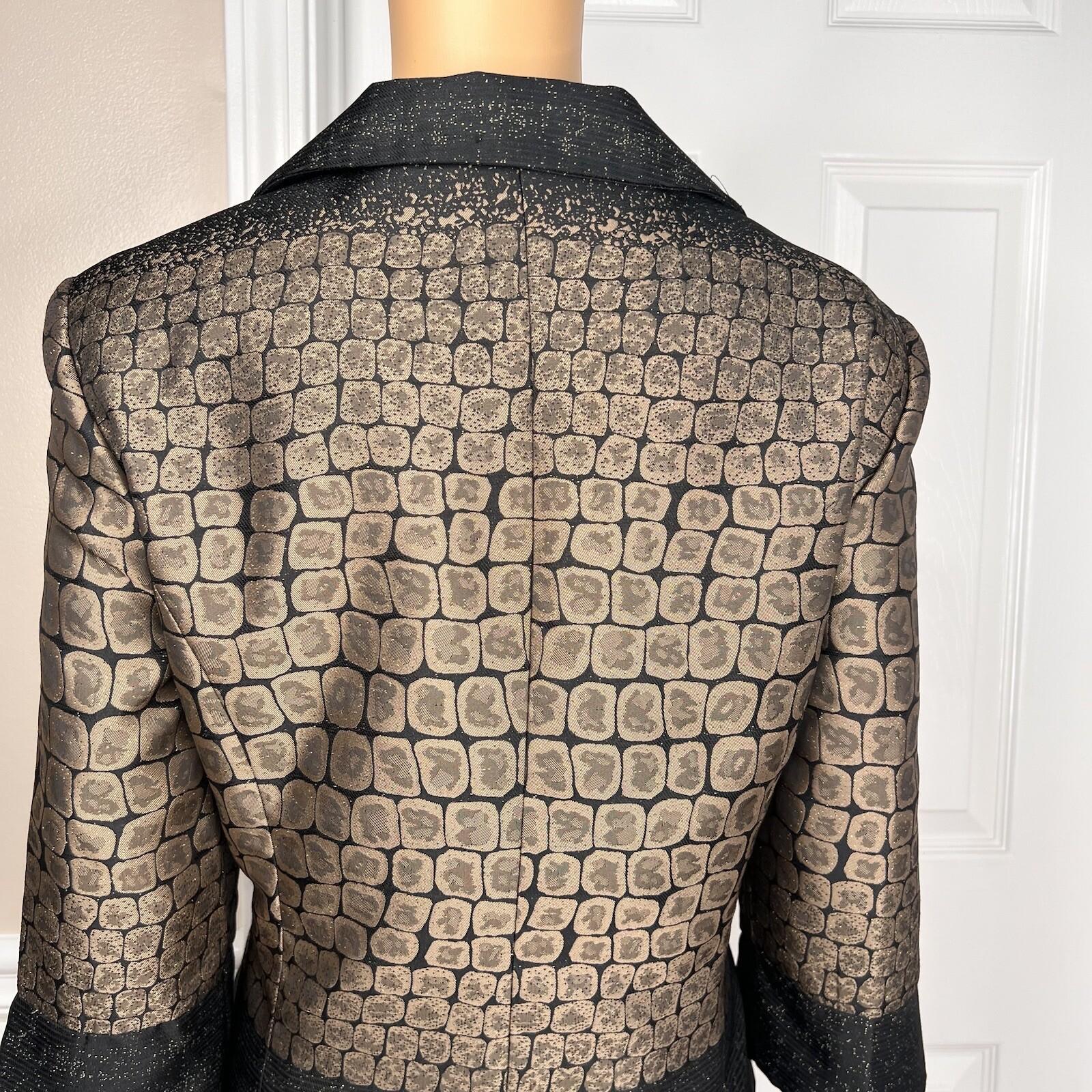 STACY ADAMS Brown Black Metallic Polyester Cocktail Fancy Skirt Suit Size 14