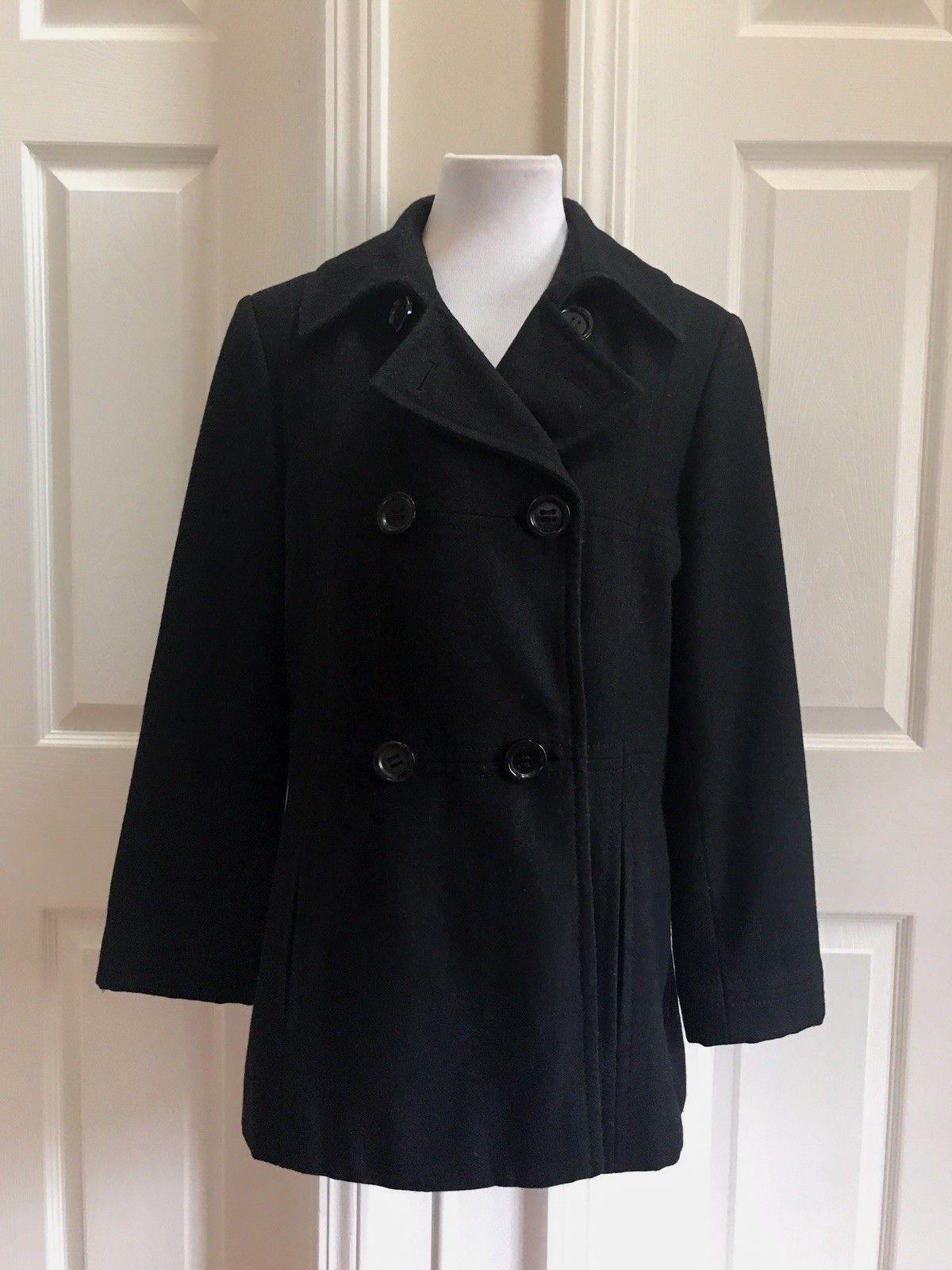 Marvin Richards Women Double Breasted Wool Blend Black Coat  Size M