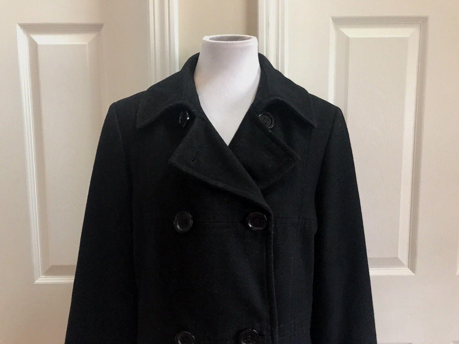 Marvin Richards Women Double Breasted Wool Blend Black Coat  Size M