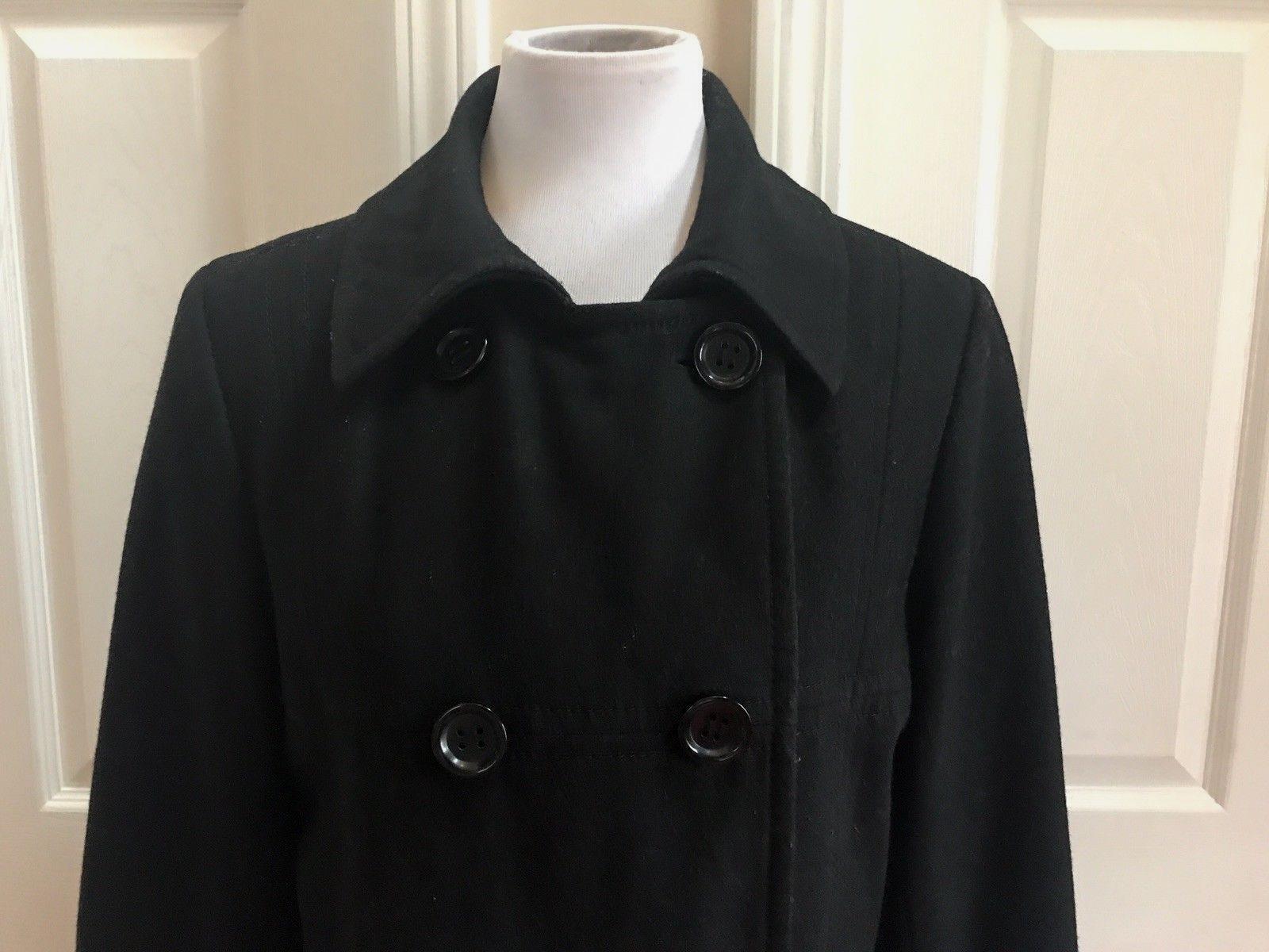Marvin Richards Women Double Breasted Wool Blend Black Coat  Size M