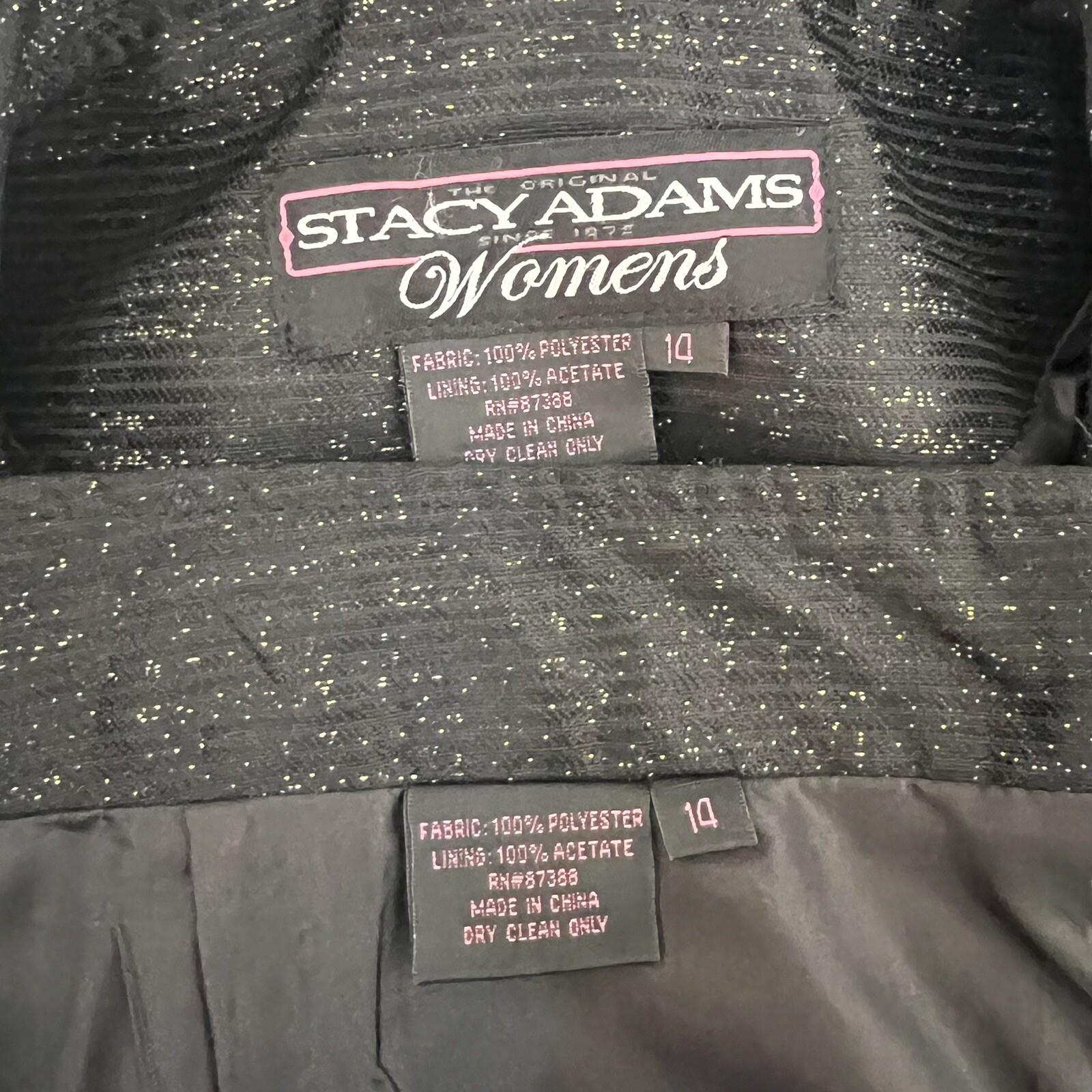 STACY ADAMS Brown Black Metallic Polyester Cocktail Fancy Skirt Suit Size 14