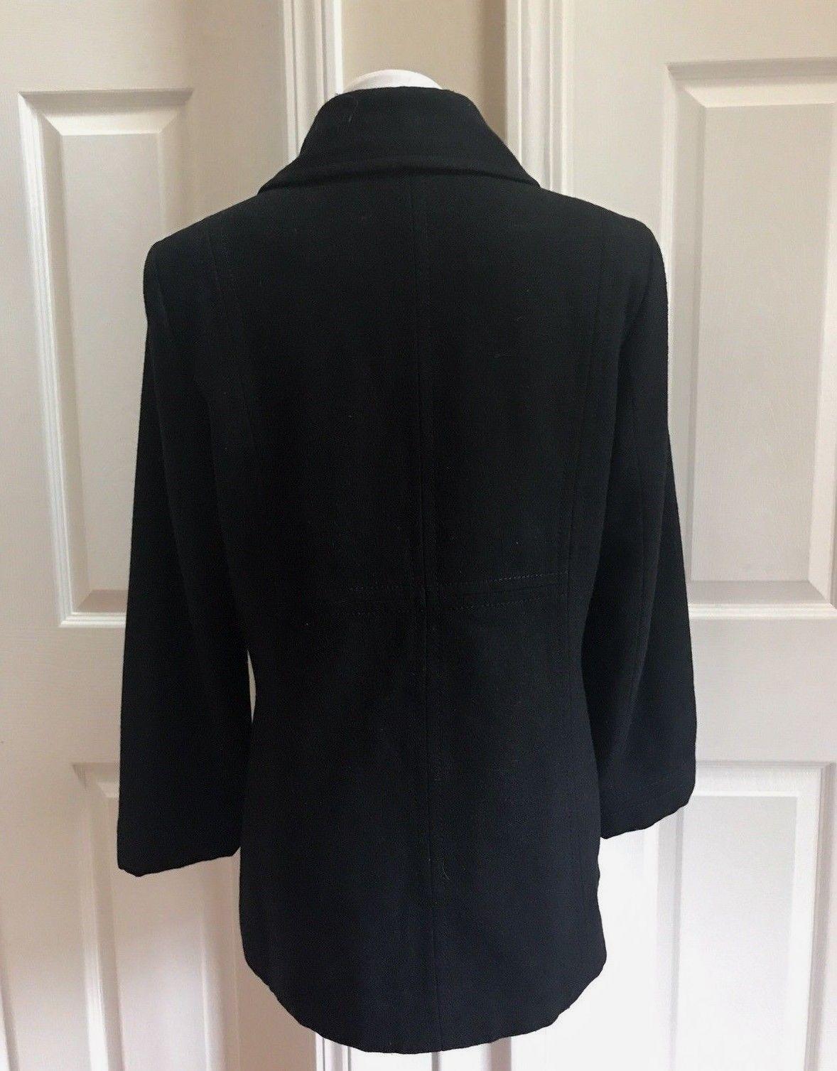 Marvin Richards Women Double Breasted Wool Blend Black Coat  Size M