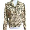 St John Marie Gray Collection Print Denim Jacket L Beige Black Embroidered Lace