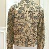 St John Marie Gray Collection Print Denim Jacket L Beige Black Embroidered Lace