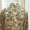 St John Marie Gray Collection Print Denim Jacket L Beige Black Embroidered Lace
