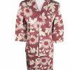 LARRY LEVINE Women 2 PC Red Floral Cotton Skirt Suit Size 4