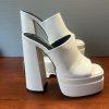 Pazzle Stack Beige Platform Chunky High Heel Shoes Open toes Slip on size 8 New
