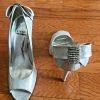 STUART WEITZMANN Women’s Elegant Cocktail Party Silver Beaded Shoes Size 8 M