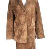 RELATIVITY Women 2 PC Brown Leather Suede Skirt (Size 8) Jacket (Size M)